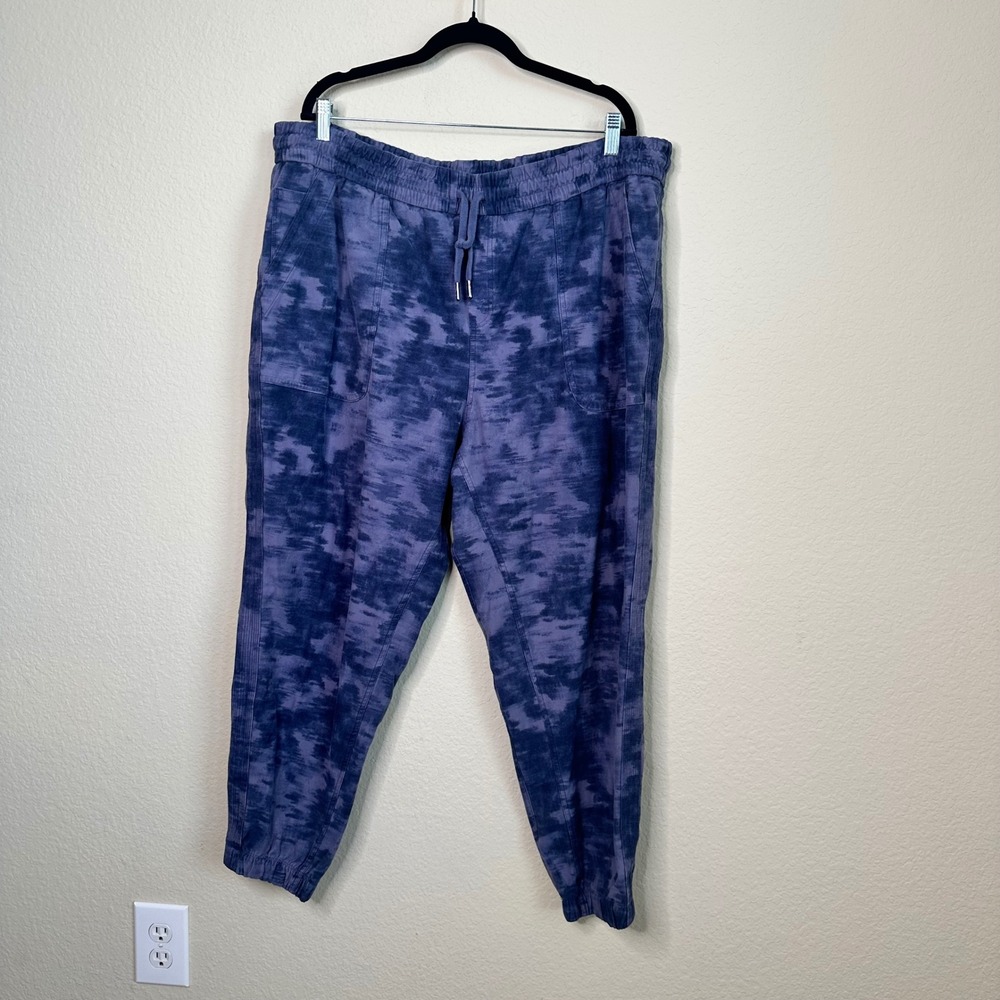 Athleta Farallon Printed Jogger Purple Navy Tie Dye Camo Plus Size 22